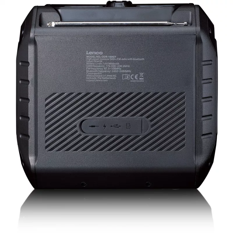 Portatīvais digitālais radio Lenco ODR-160GY pelēkā krāsā FM/AM ar digitālo uztvērēju un kompaktu dizainu