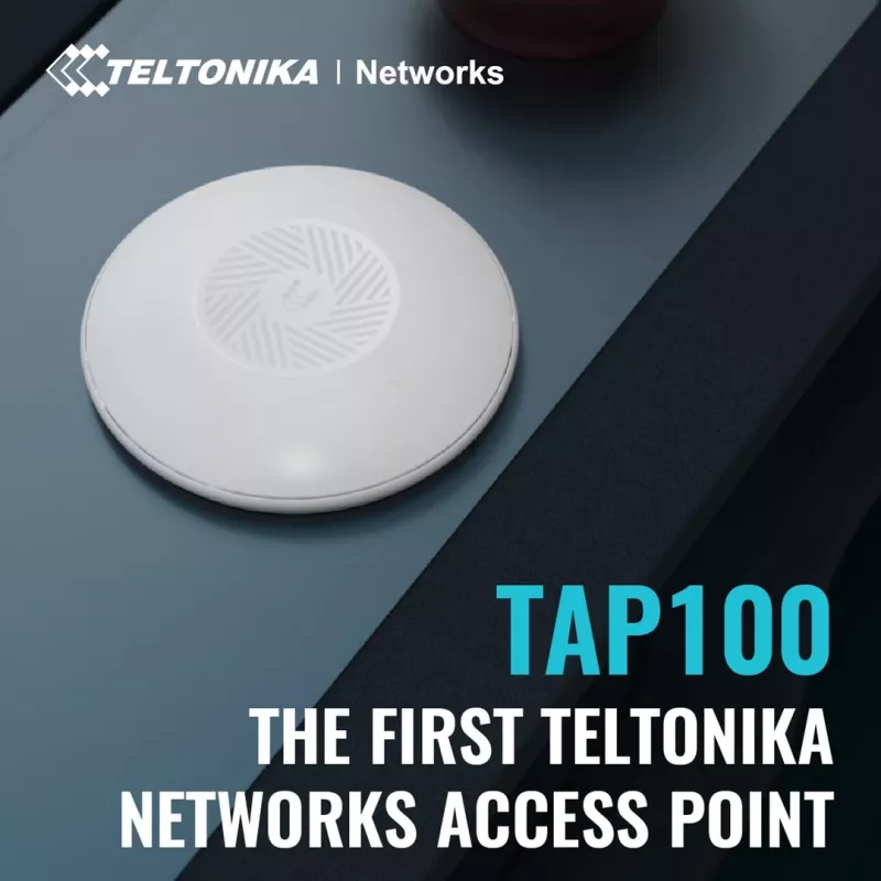 Teltonika · Piekļuves punkts · TAP100 · 2x1 · Wi-Fi 4 · 300 Mbit/s · 1x 10/100 · 15 W PoE — Piekļuves punkts — 0,1 Gbps 300 Mbit/s Balts Power over Ethernet (PoE)