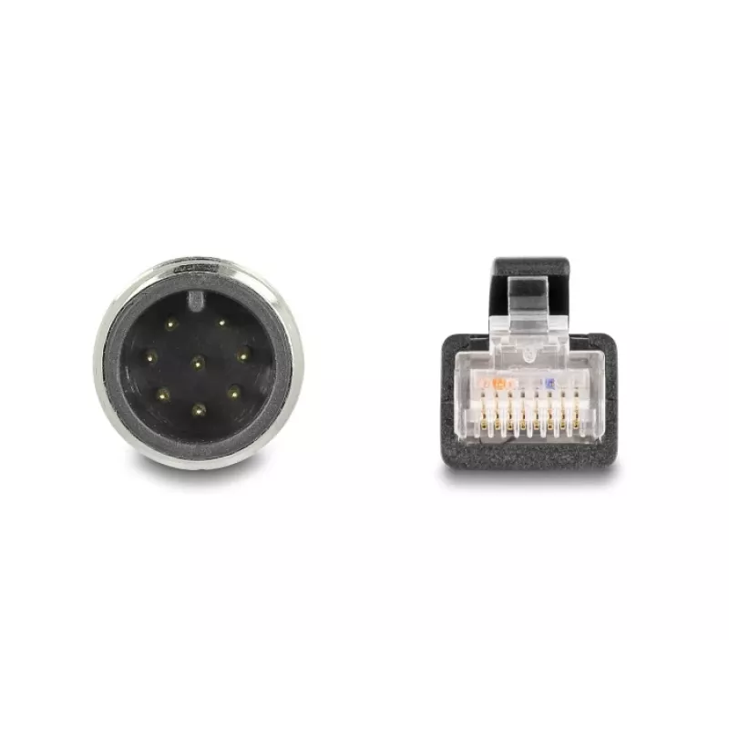 Tīkla kabelis DeLOCK M12 kabelis A-coded 8 pin male to RJ45 male Cat5e 5 m Melns