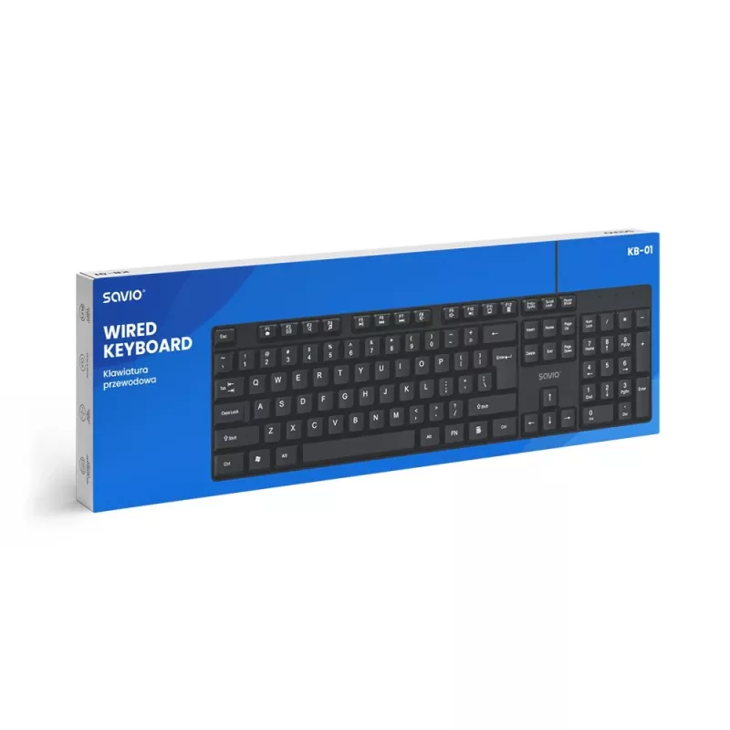 Savio KB-01 tastatūra mājām/birojam USB QWERTY US English Melna