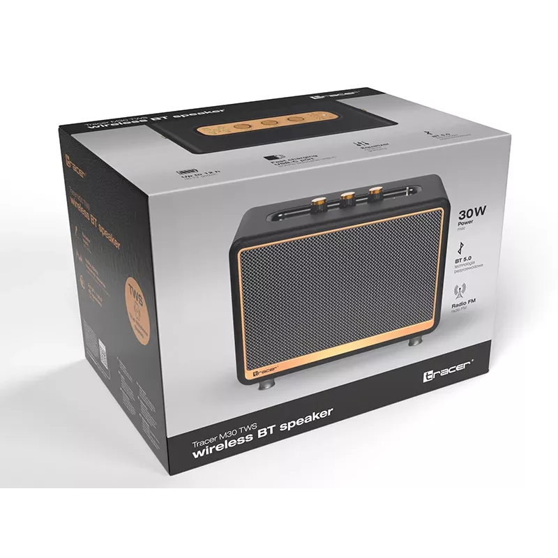 Stereo Portable Speaker Tracer M30 TWS BT Melns, Gold