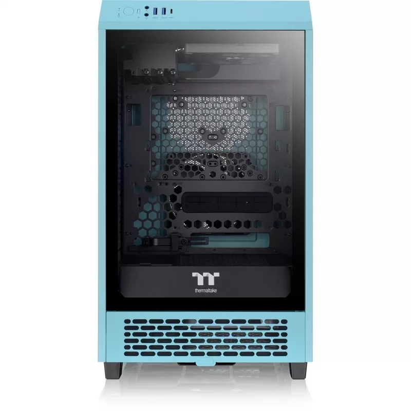 Thermaltake The Tower 200 tirkīza rūdīts stikls