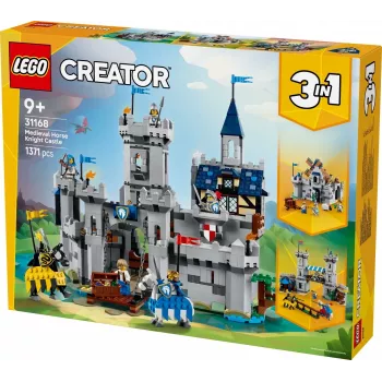 Konstruktors LEGO Creator 3-in-1 Viduslaiku bruņinieku pils komplekts 31168 — 1371 detaļas, 6 minifigūras, vecumam 9+