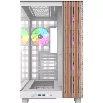 Datora korpuss Thermaltake View 380 XL WS ARGB Snow balta — Midi Tower, ATX atbalsts, ar logu