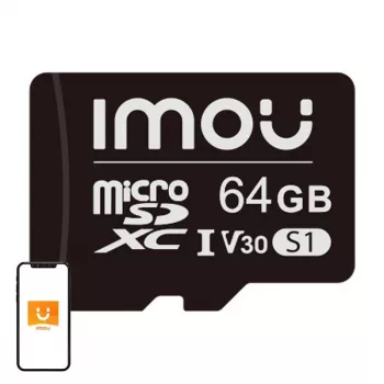MicroSD atmiņas karte IMOU ST2-64-S1 64 GB, 10. klase, lasīšanas ātrums 95 MB/s, rakstīšanas ātrums 35 MB/s, U3 V30
