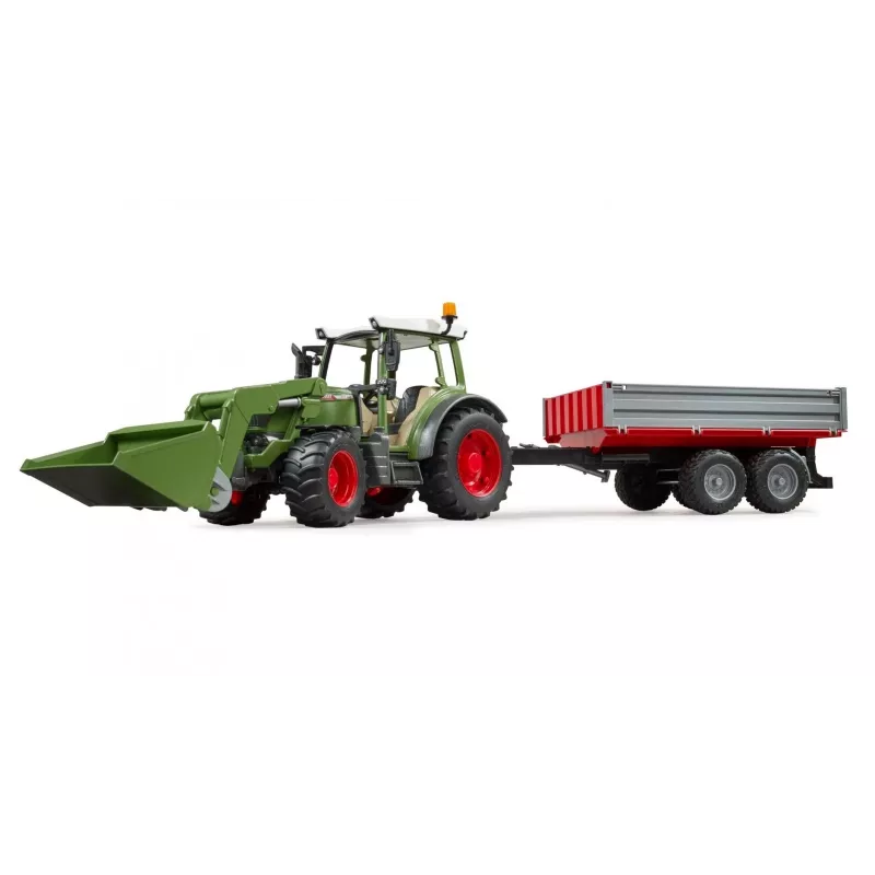 Rotaļu traktors BRUDER Fendt Vario 211 ar priekšējo iekrāvēju un sānu piekabi