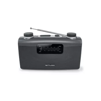 Portatīvais radio Muse M-058 R — AM/FM, rotējoša skaļuma regulēšana, baterijas vai maiņstrāva (230V, 50Hz), melns/pelēks