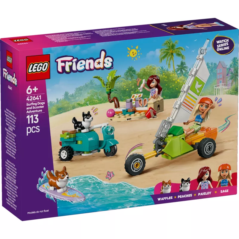 LEGO FRIENDS 42641 Piedzīvojumi ar sērfotājiem suņiem un skrejriteni