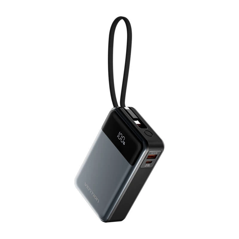 Pārnēsājams ārējais akumulators Vention FHYB0 20000mAh 65W, 2× USB-C, 1× USB-A, melns