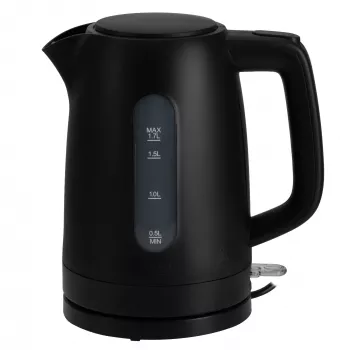 Elektriskā tējkanna Adler AD 1379B — 1,7 L, 1850–2200 W, nolokāms vāks, 360° pamatne, melna