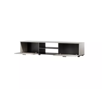 TV skapis Cama Meble SOHO 180x43x37 cm — kašmira krāsas virsma, melns rāmis