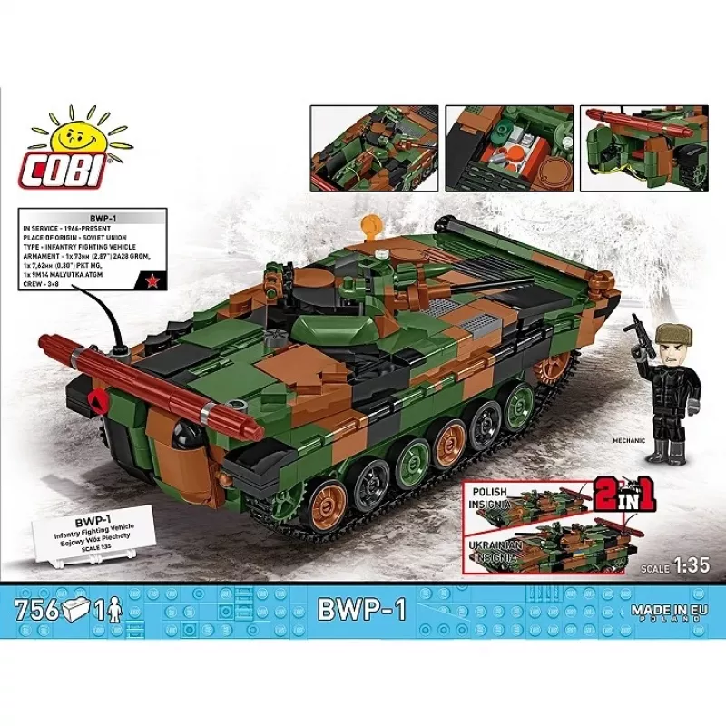Bloku komplekts Cobi Armed Forces BWP-1 2630 — Polijas/Ukrainas amfībijas kājnieku kaujas mašīnas modelis