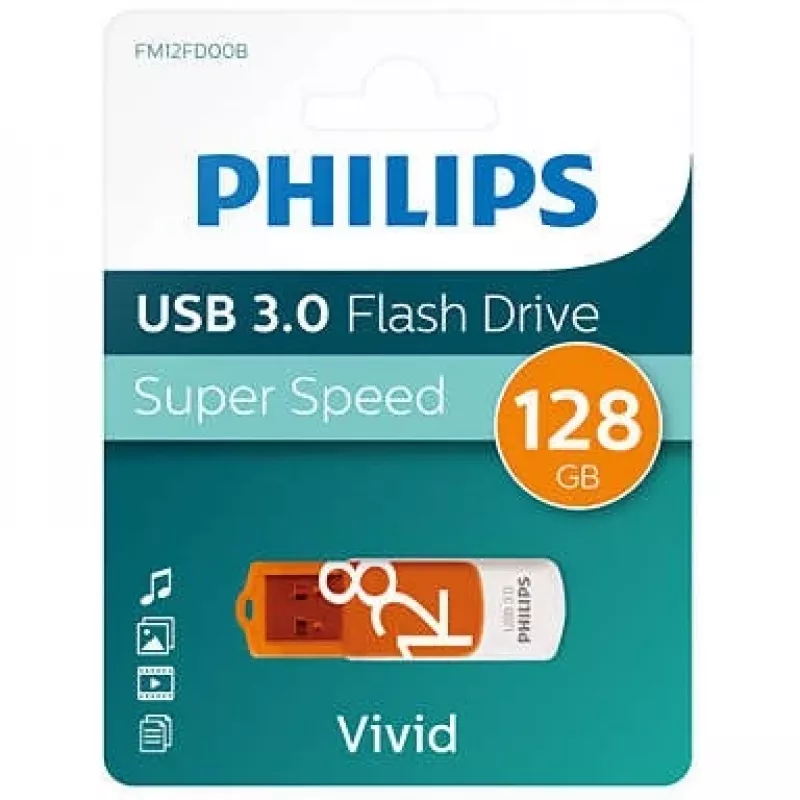 Philips FM12FD00B USB zibatmiņa 128 GB USB Type-A 3.2 Gen 1 (3.1 Gen 1) Oranža, Balta