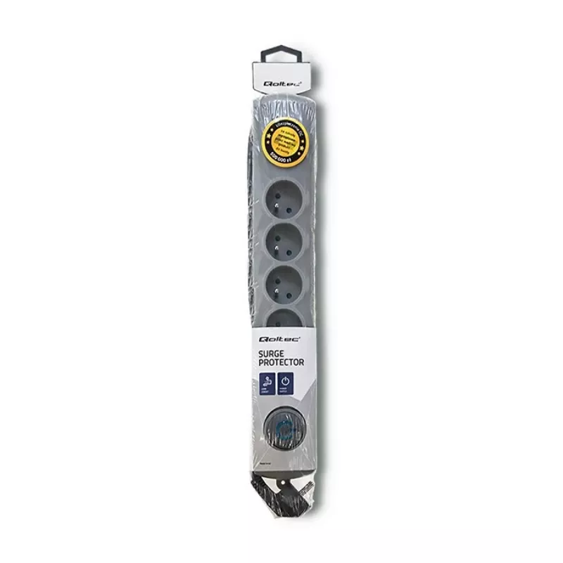Pārsprieguma aizsargs QOLTEC 50199 — 6 ligzdas, 5 m kabelis