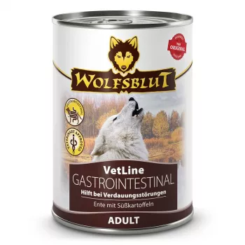 WOLFSBLUT VetLine Gastrointestinal Duck - mitrā suņu barība - 395g