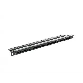 Lanberg PPU5-0024-B - RJ-45 - Cat5, Cat5e - melns - metāls - montāža statnē - 0,5U (PPU5-0024-B)