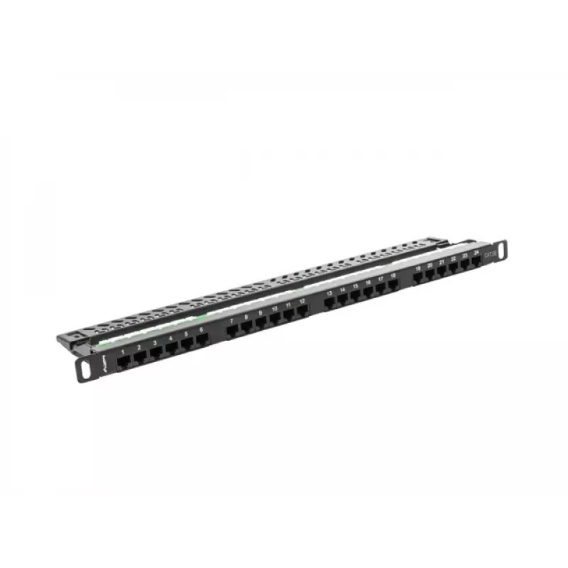 Lanberg PPU5-0024-B - RJ-45 - Cat5, Cat5e - melns - metāls - montāža statnē - 0,5U (PPU5-0024-B)