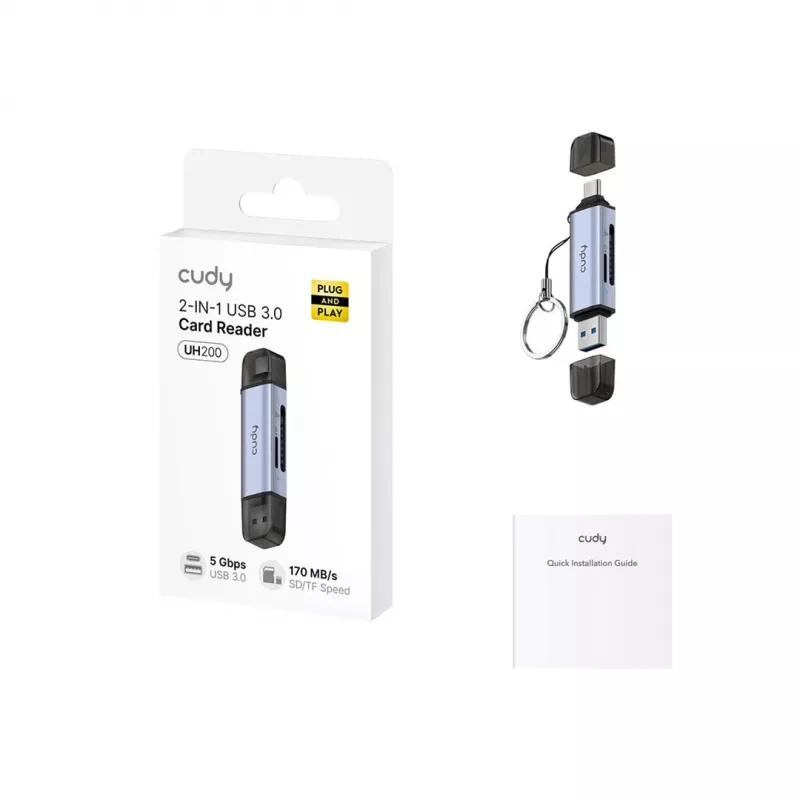 CUDY UH200 2-in-1 USB 3.0 karšu lasītājs
