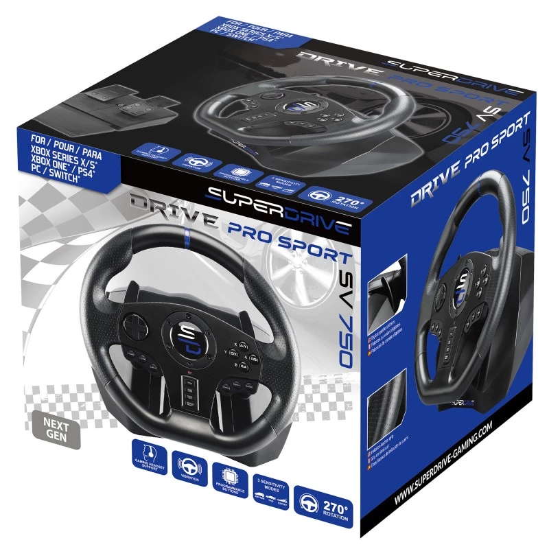 Stūre + pedāļi Subsonic SV750 melna 270° rotācija USB