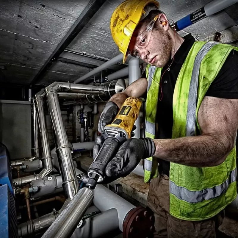 DeWALT DWE4884-QS taisnā slīpmašīna 25000 RPM Dzeltena 450 W