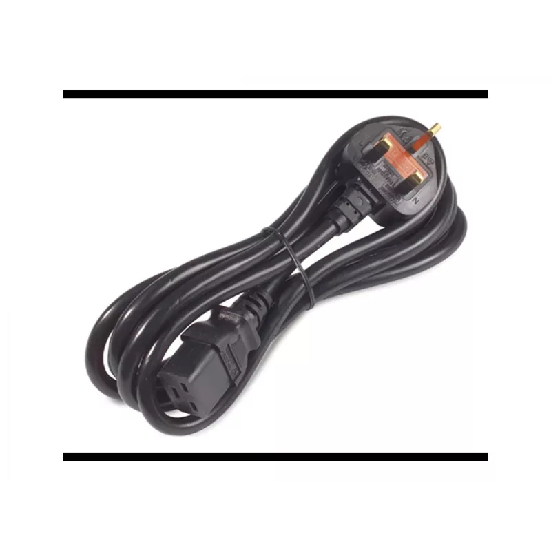 APC AP9895 barošanas kabelis, 16A 200-240V, C19 uz UK spraudni BS 1363A, 2,44 m, melns