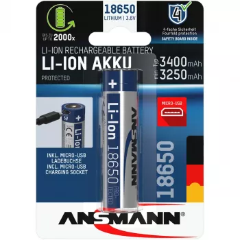 Ansmann 1307-0003 mājsaimniecības akumulators Uzlādējams akumulators 18650 Litija jonu (Li-Ion)