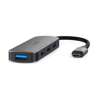 Nedis USB centrmezgls 1x USB-C™ - 4x USB A, 4 portu porti, USB 3.2 Gen1, USB darbināms, 5 Gbit/s (CCGB64220GY01)