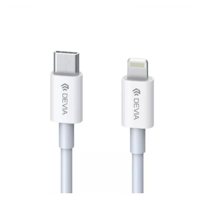 USB-C uz Lightning kabelis Devia Smart Series PD 18W — balts, MFi sertificēts
