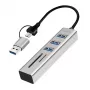 USB3.0 centrmezgls USB-A, SD/microSD slots, 2in1