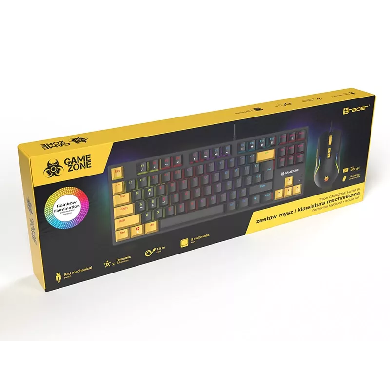 Tracer HORNET 87 tastatūra ar peli Gaming USB QWERTY angļu melna, dzeltena