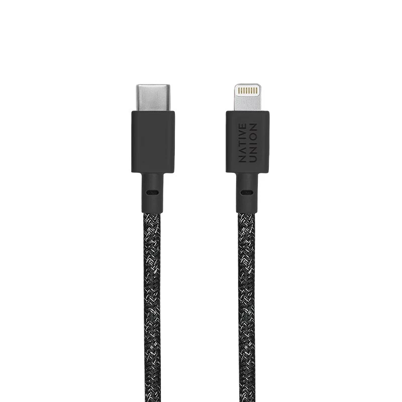 USB-C uz Lightning kabelis Native Union Night kabelis 3 m — Melns/Pelēks, 3 m garums