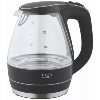 Tējkanna | Adler | Tējkanna | AD 1224 | Standarta | 2000 W | 1,5 L | Stikls | 360° grozāma pamatne | Melna