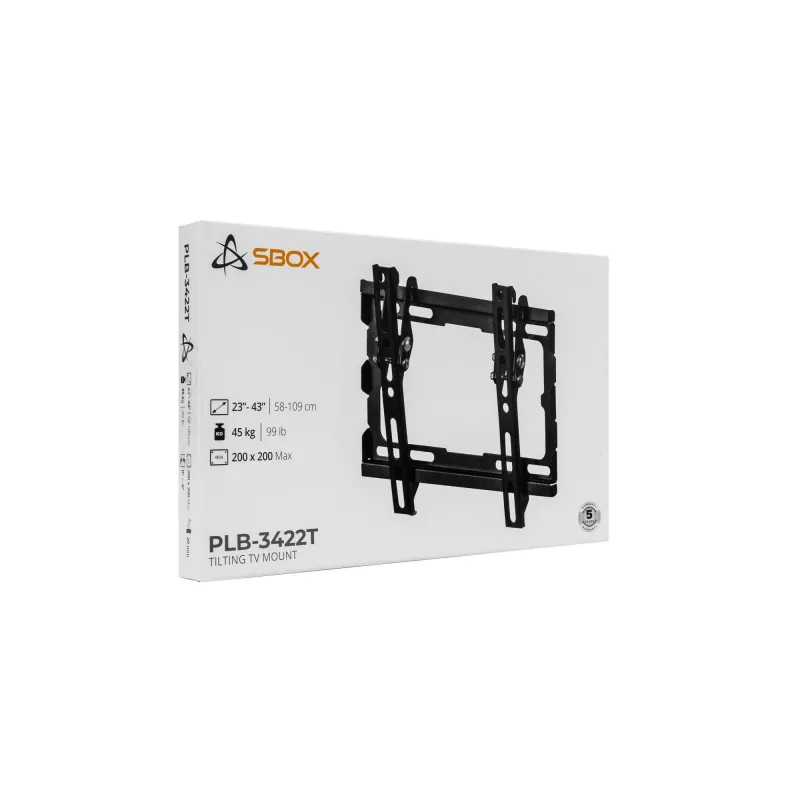 SBOX PLB-3422T-2 TV sienas stiprinājums, noliecams, 23–43 collu / 45 kg, VESA 200×200