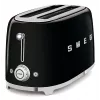 Smeg - TSF02 Toasteris 4 šķēlēm - Melns/lakots/PxAxD 41x20,8x21,5 cm/6 grauzdēšanas pakāpes/1500W