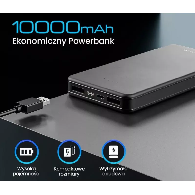 Pārnēsājamais ārējais akumulators Extralink EPB-078B 10000mAh