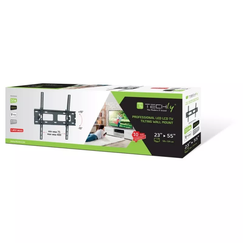 Techly 23-55 collu sienas kronšteins LED LCD televizoram, noliecams” ICA-PLB 131M