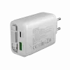 CANYON lādētājs OnCharge 65RC ar iebūvētu USB-C kabeli 65W, 1x PD, 1x QC, ES spraudnis, balts