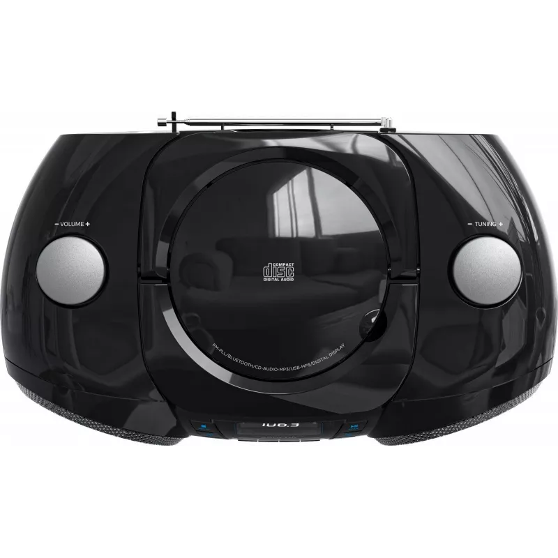 Pārnēsājams Bluetooth boombox SENCOR SPT4710B — 20 W kopējā jauda, Bluetooth 5.3, CD/USB/FM, bateriju vai maiņstrāvas barošana