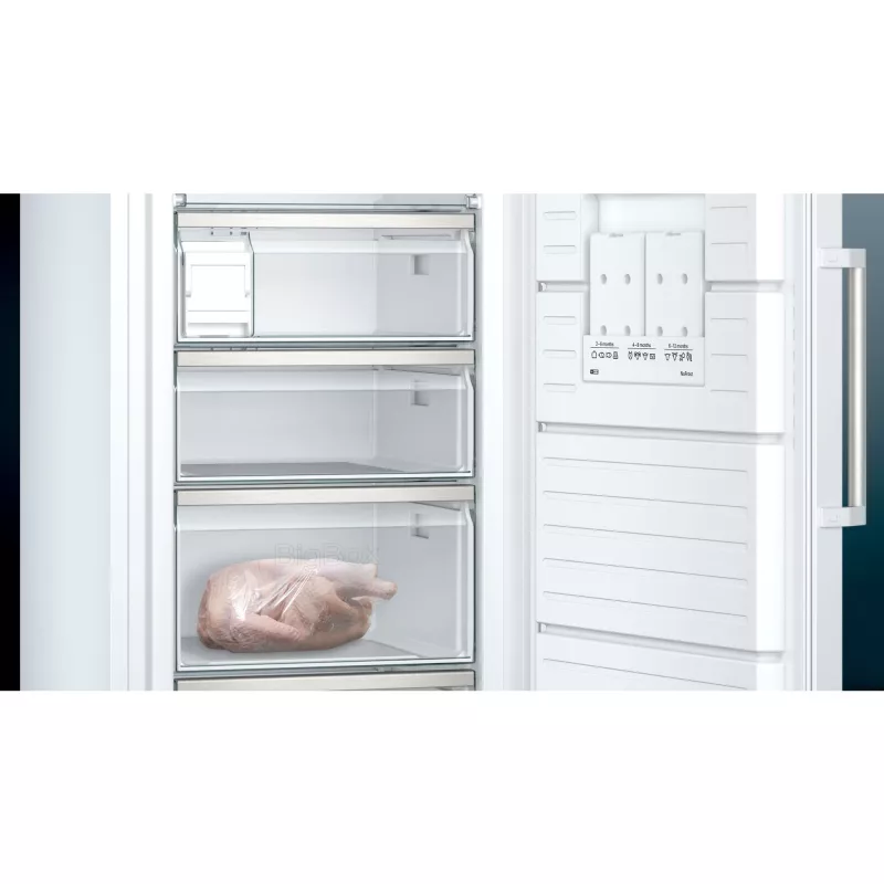 Siemens iQ500 GS58NAWCV saldētava Vertikālā saldētava Brīvi stāvoša 366 L Balta