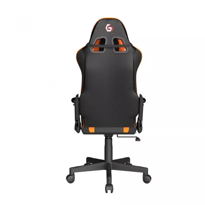 Spēļu krēsls GEMBIRD GC-SCORPION-04X melni oranžs, ergonomisks dizains, regulējama sēdpozīcija, augsta atzveltne