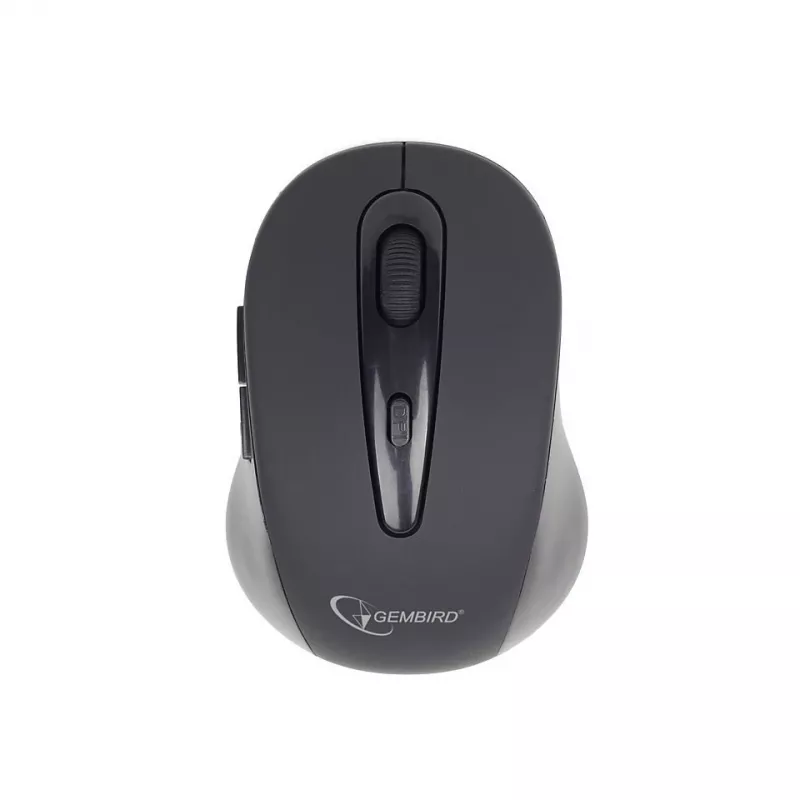 Bezvadu Bluetooth optiskā pele GEMBIRD MUSWB2 — labročiem, 1600 DPI, 6 pogas, melna/pelēka, AAA baterijas