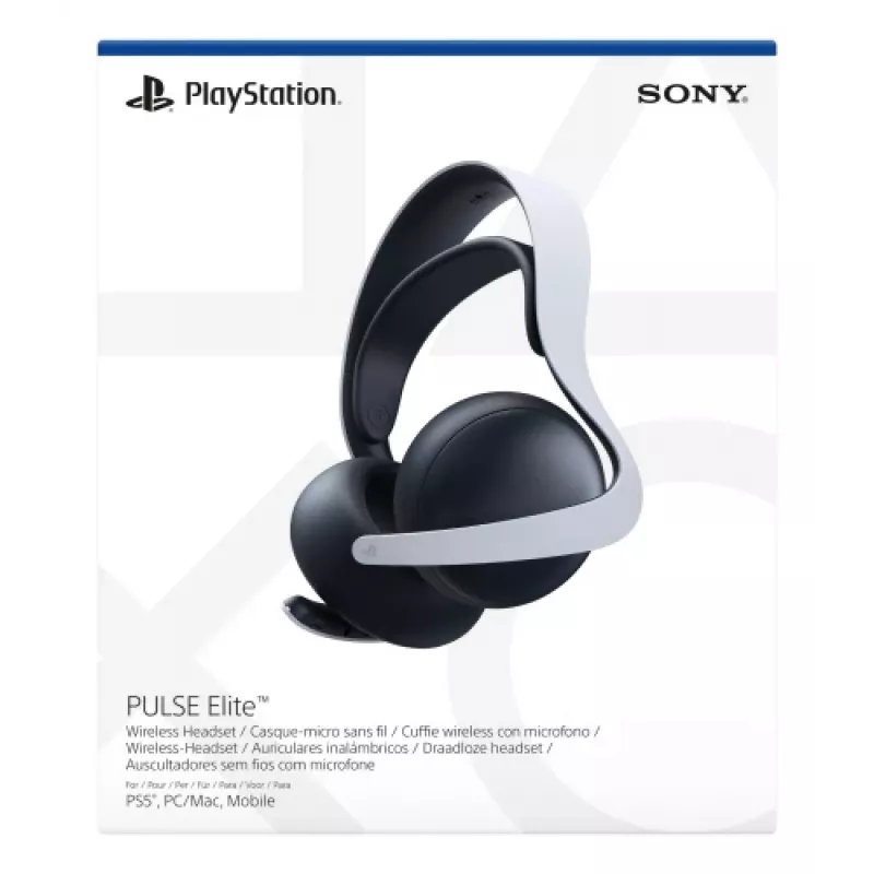 Sony PULSE Elite austiņas ar vadu & bezvadu savienojumu, galvas stīpa, spēlēm, Bluetooth, uzlādes statīvs, melnas, baltas