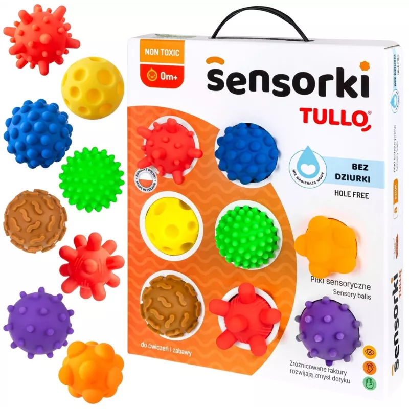 Sensoriskās bumbiņas bez caurumiem TULLO 8 gab.