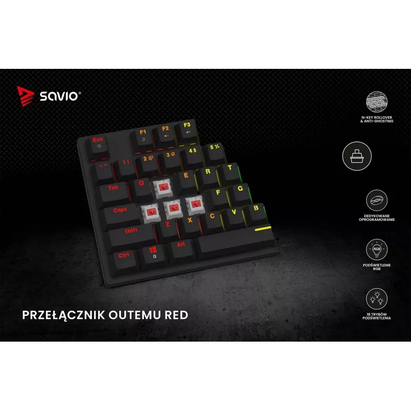 Mehāniskā tastatūra RGB Tempest X2 Outemu Red Savio Savgk-tempest X2 Red