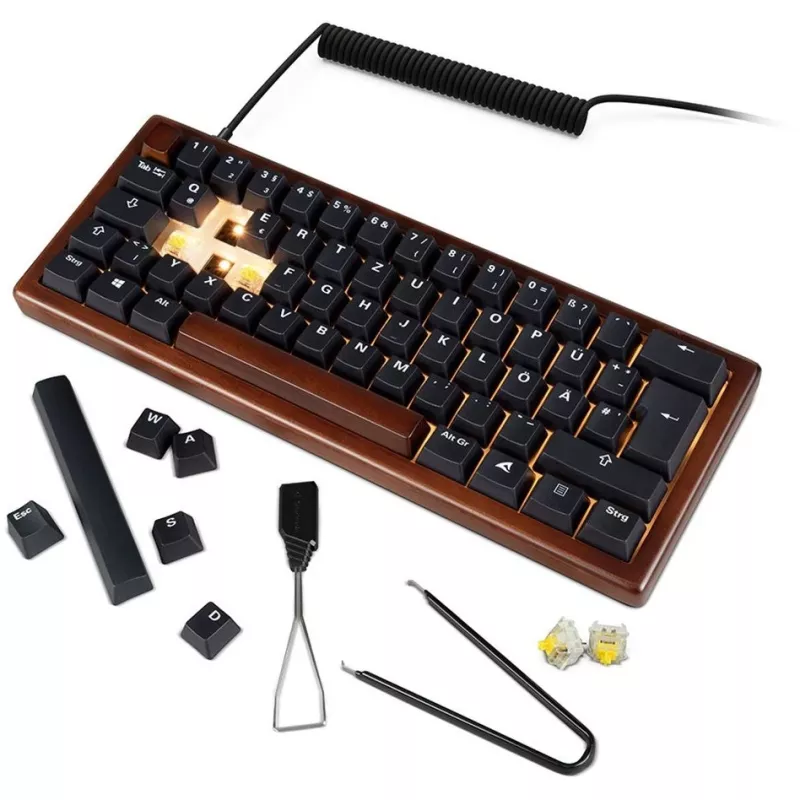 Sharkoon 100068100 tastatūra birojam USB QWERTZ vācu koka krāsā 61 taustiņi RGB LED