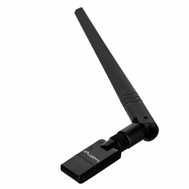 USB Wi‑Fi adapteris LANBERG NC-0300-WIE, USB 2.0, divas ārējās antenas 5 dBi, WLAN 300 Mbps, Ethernet/WLAN, melns