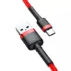 USB 2.0 A uz USB-C vads Baseus CATKLF-B09 1 m QC3.0 neilona pīta sarkana, ātra uzlāde un datu sinhronizācija