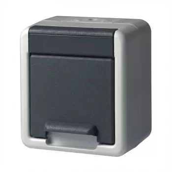 GIRA Schuko virsmas stiprinājuma kontaktligzda 444030, viena, pelēka