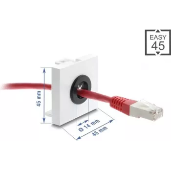 Kabeļu caurejošais ieliktnis DELOCK Easy 14 mm diametrs modelis 91071 kabeļu izvadīšanai un galda ieliktnis