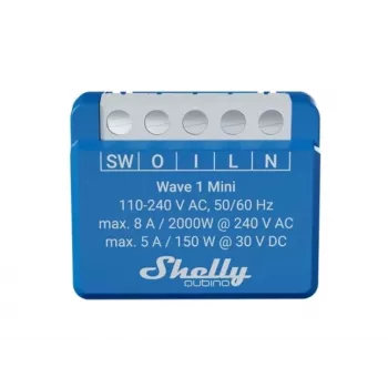 Shelly Qubino Wave 1 Mini LR viedais slēdzis Z-Wave Zils